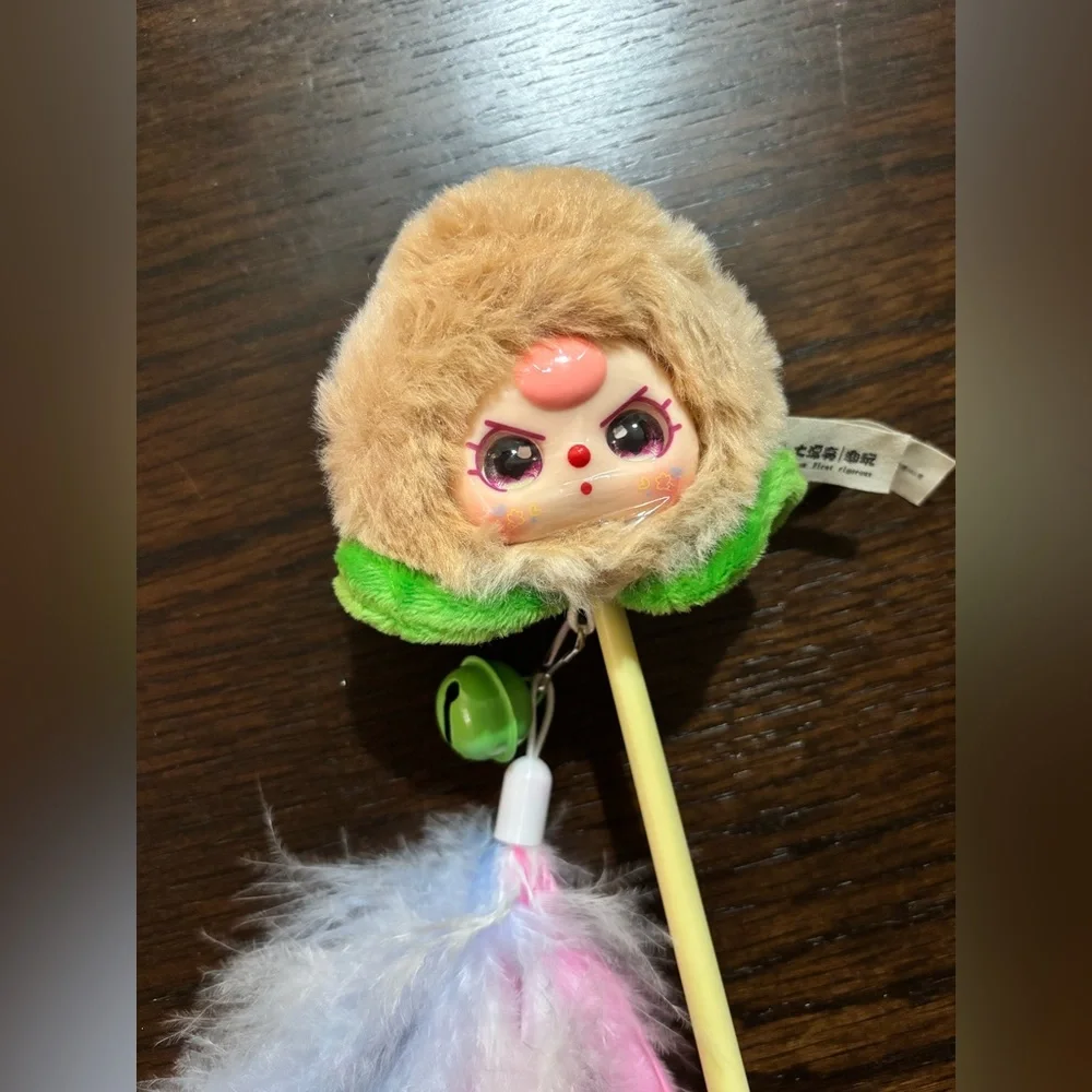 Baby Three Cat Teasing Stick Plush Series Confirmed Peach Boba